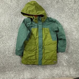 Lands End Squall Parka Jacket Green Hooded Insulated L 14-16